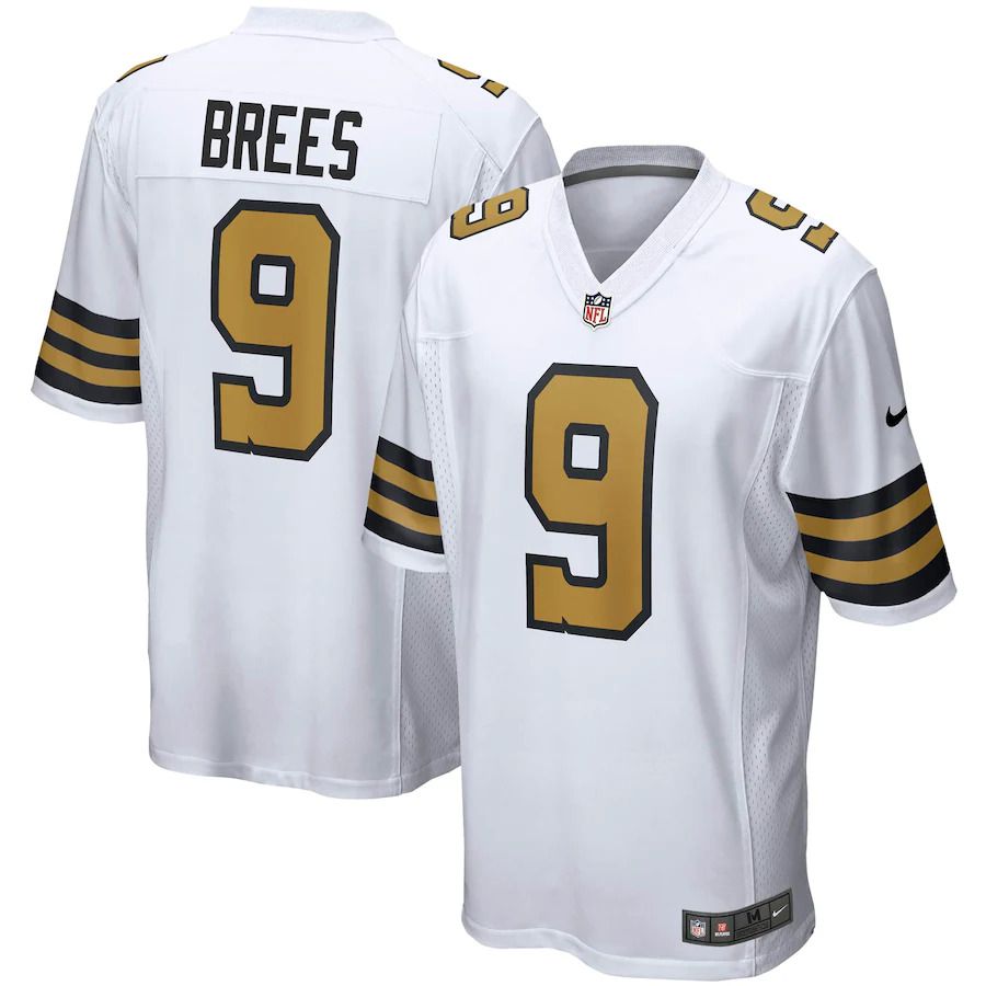 Men New Orleans Saints #9 Drew Brees Nike White Alternate Game NFL Jersey